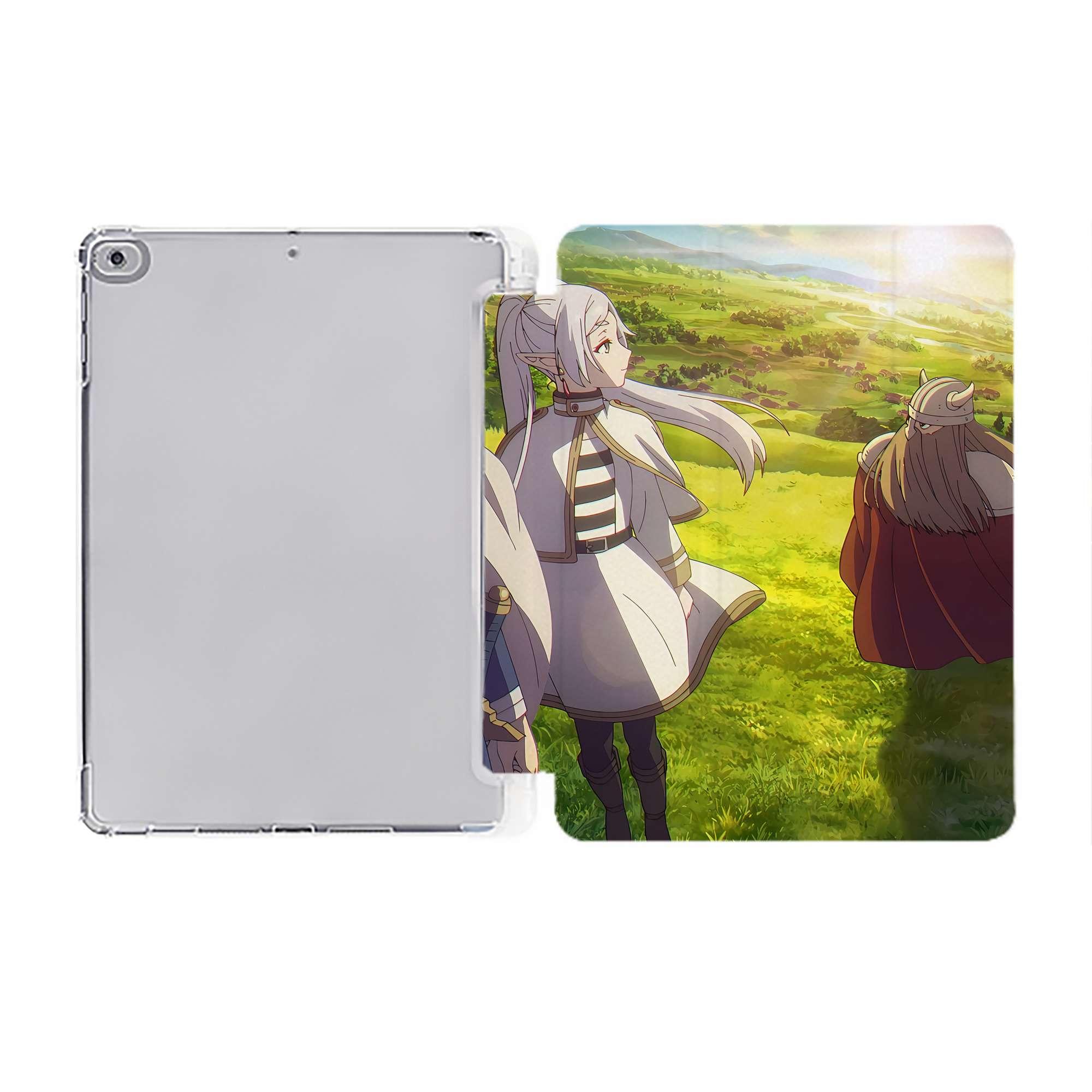 （画像用） 葬送のフリーレン Frieren IPad ケース ペン収納付き 三つ折りスタンド PUレザー×シリコン 対応機種9.5/10.5/10.9インチ